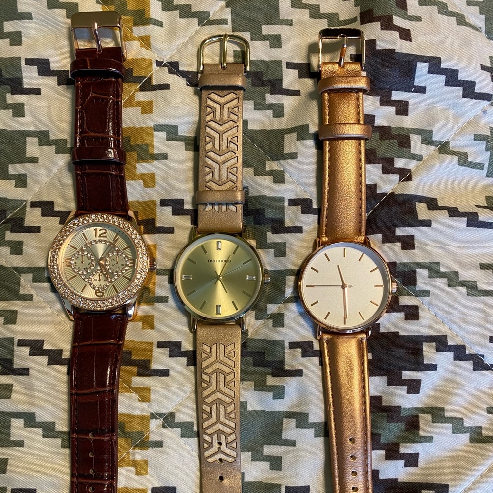 Maurice watch and two others. Sold together, batteries not included.